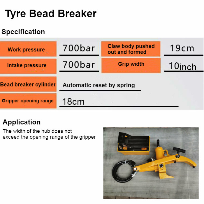 10 Ton Hydraulic Tire Bead Breaker ruck combi style tire bead breaker with pump